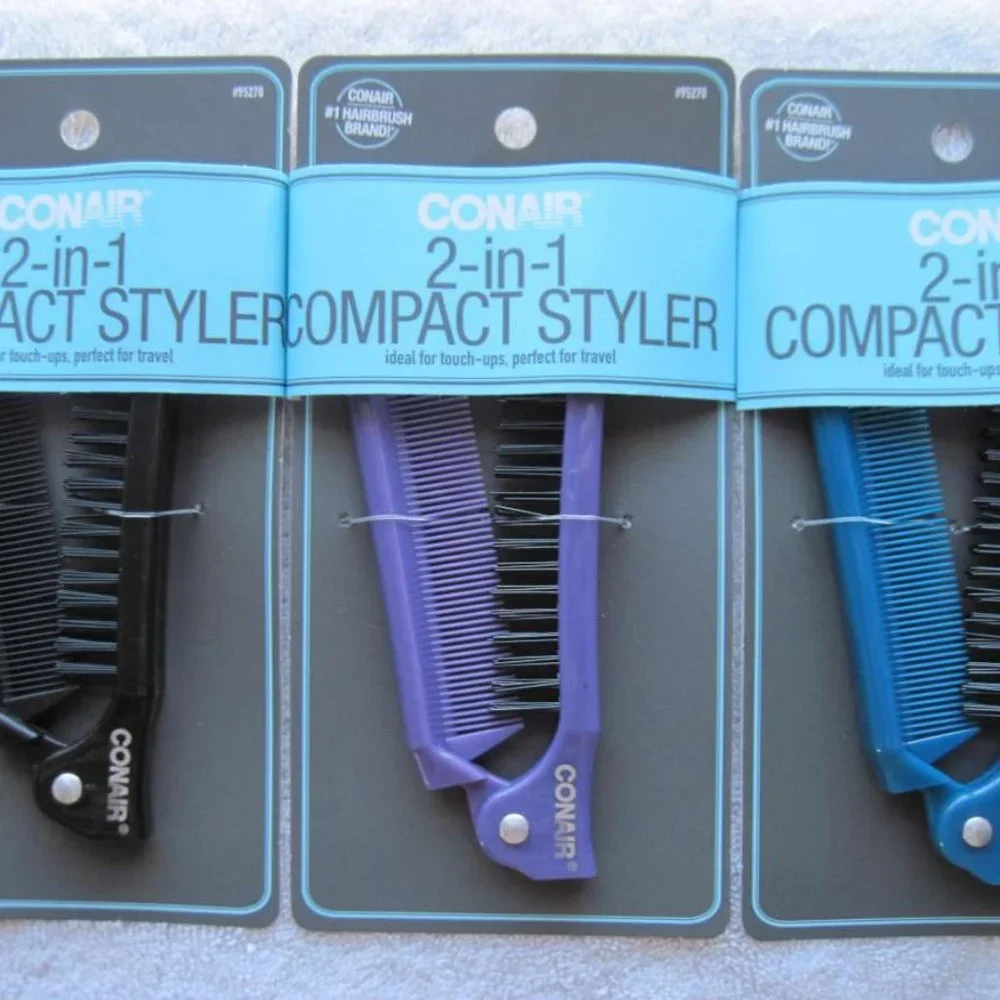 Conair Compact Styler Folding Pocket Travel Size Purse Hair Brush Comb On the Go